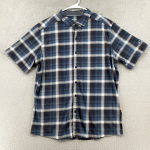 Kuhl Shirt Mens L Blue Black Plaid Innovatr Wildfibre Organic Cotton Button Up